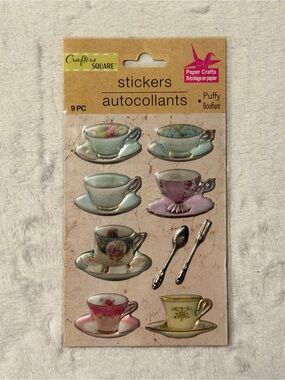💜 Crafters Square Puffy Pastel Floral Teacups - Discontinued